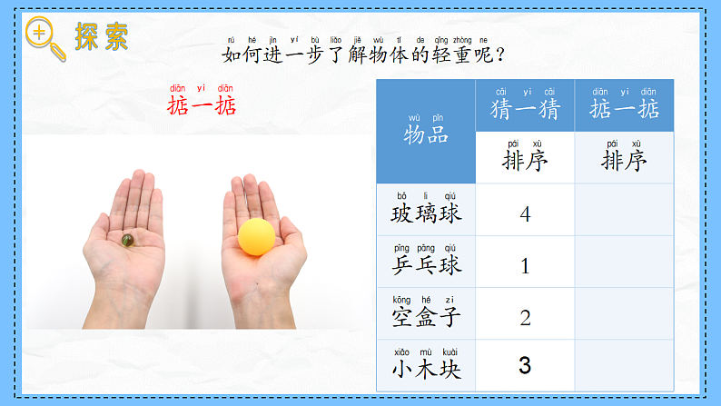 教科版科学一年级下册1.3《比较物体的轻重》课件第7页