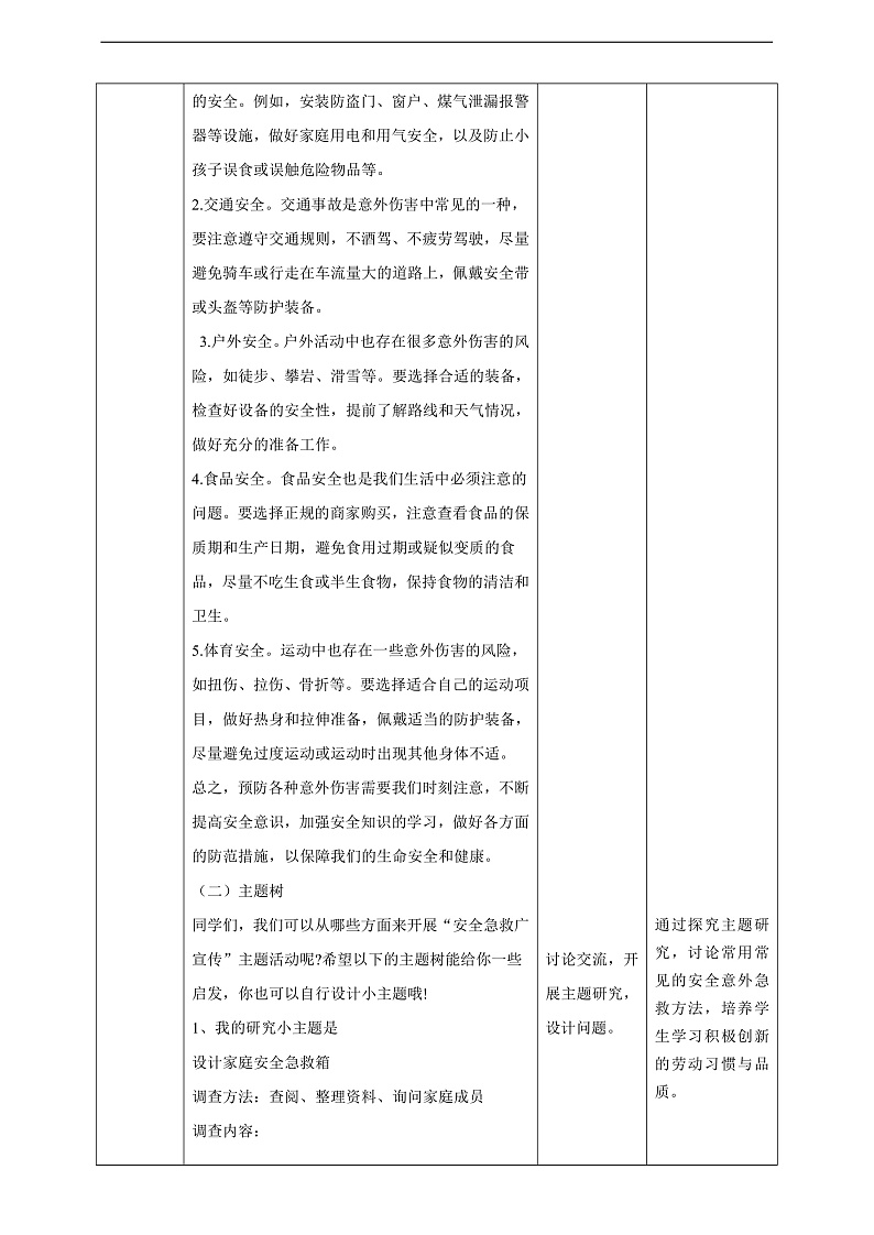 广州版八年级劳技下册 主题二《安全急救广宣传》（第一课时）教学设计第3页
