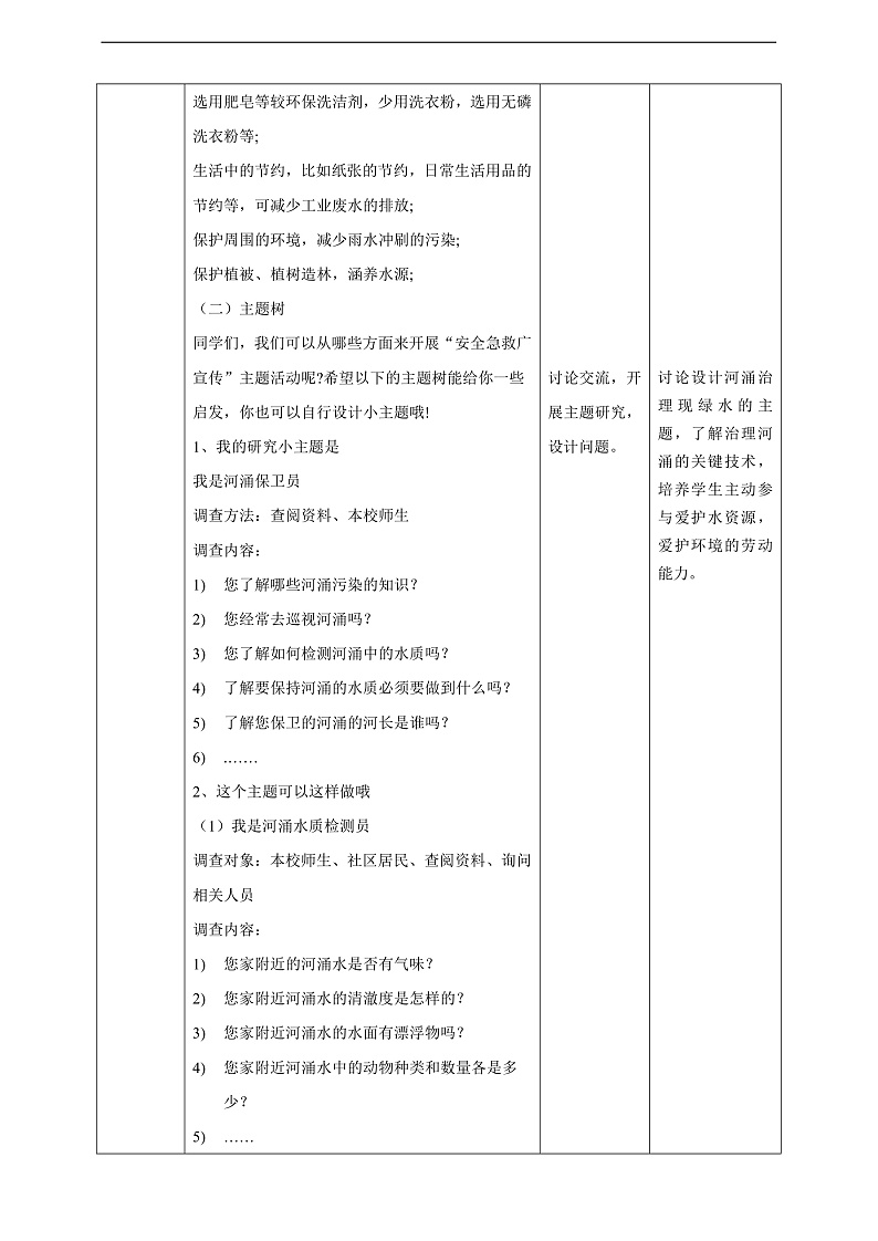 广州版八年级劳技下册 主题四《河涌治理现绿水》（第一课时）教学设计第3页