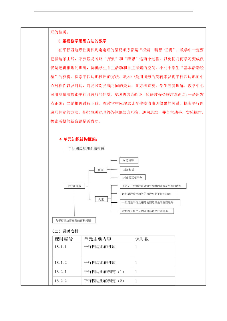华师大版数学八年级下册第18章 《平行四边形》  单元教案第3页