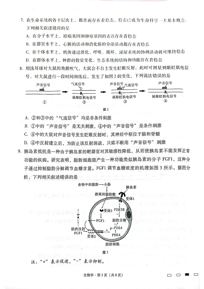 云南师范大学附属中学2025届高三下学期开学考试生物第3页