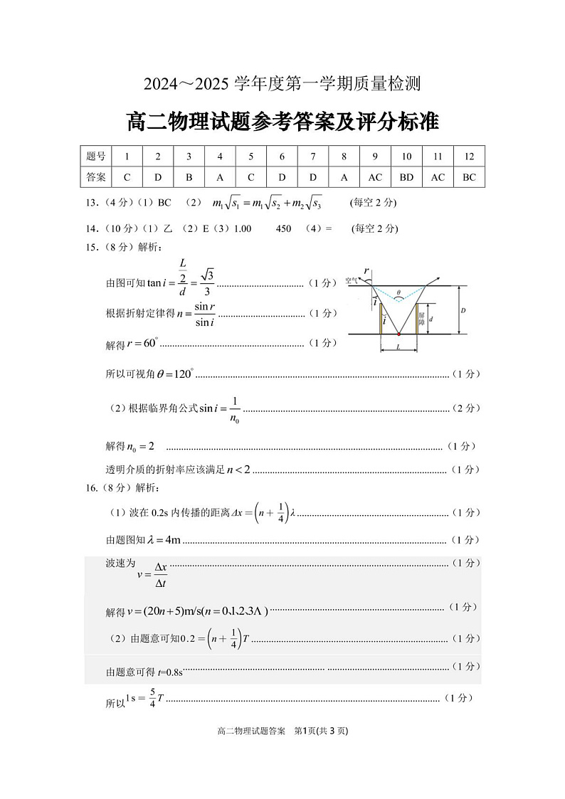 高二物理答案第1页