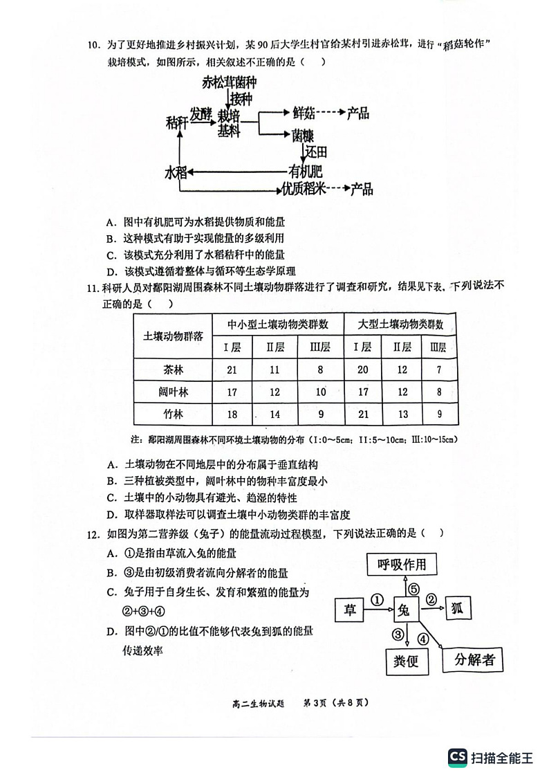 广西玉林市2024-2025学年高二上学期期末教学质量检测生物试卷第3页