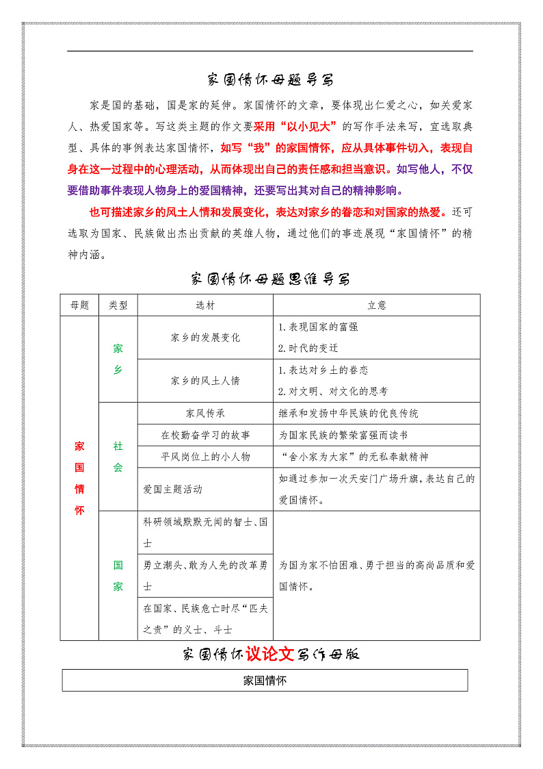 母题三：家国情怀-备战2025年中考语文作文常见十大母题写作技巧与策略讲练（全国通用）第2页