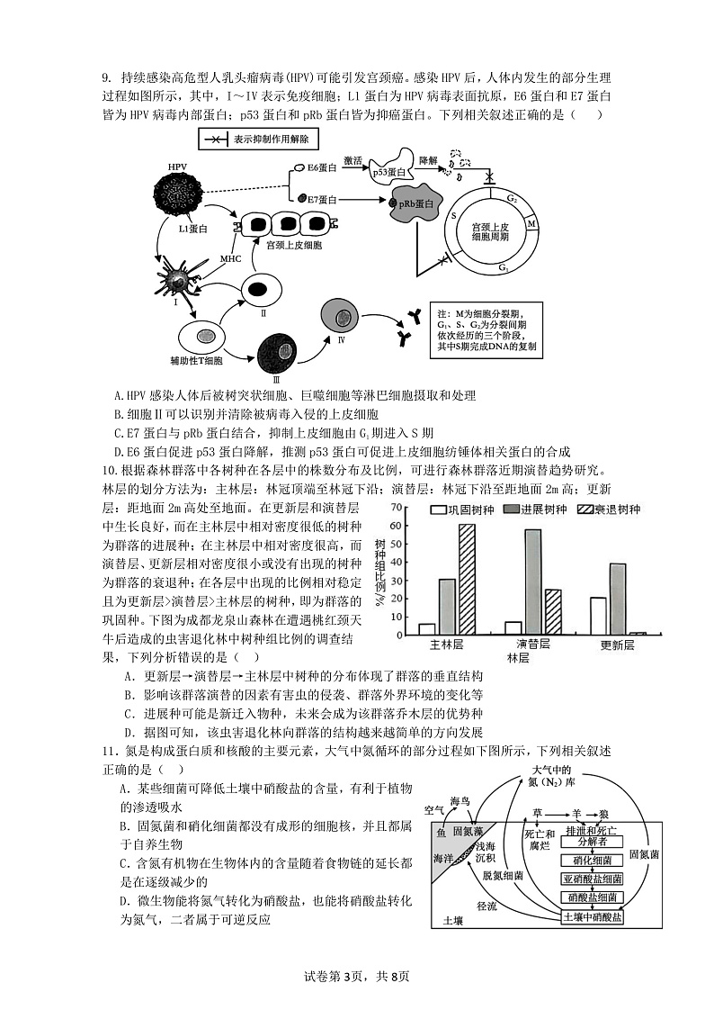 四川省成都市树德中学2024-2025学年高三下学期开学考试生物试题（PDF版附答案）第3页