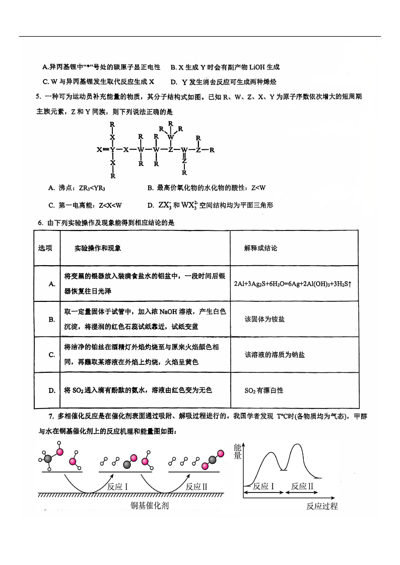 2024-2025学年下学期福建省泉州市养正、惠安、安溪、泉州实验中学高三2月开学化学试题第2页