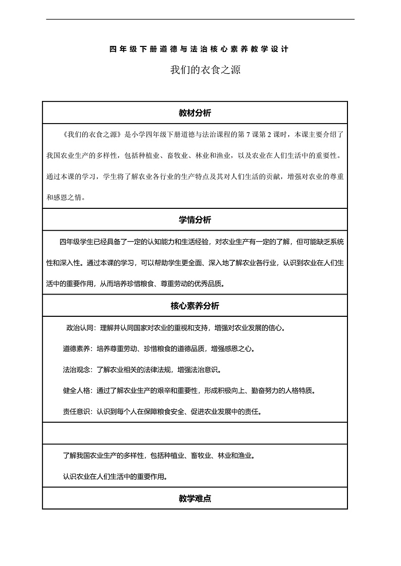 【核心素养】第7课《我们的衣食之源》第2课时教案含反思第1页