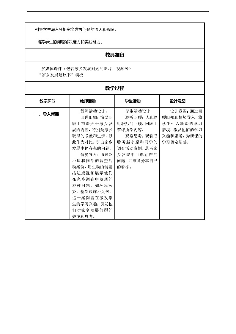 【核心素养】第12课《家乡的喜与忧》第2课时教案含反思第2页
