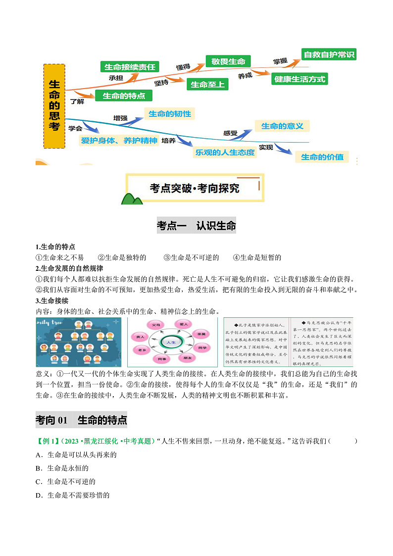 2025年中考道德与法治一轮复习 专题11 生命的思考 讲义第3页
