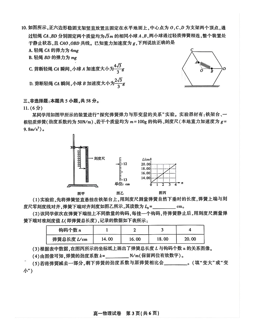 安徽省涡阳县2025年1月高一上期末联考-物理第3页