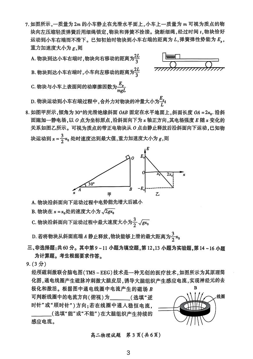 福建省厦门市2024-2025学年高二上学期期末质量检测物理试题第3页