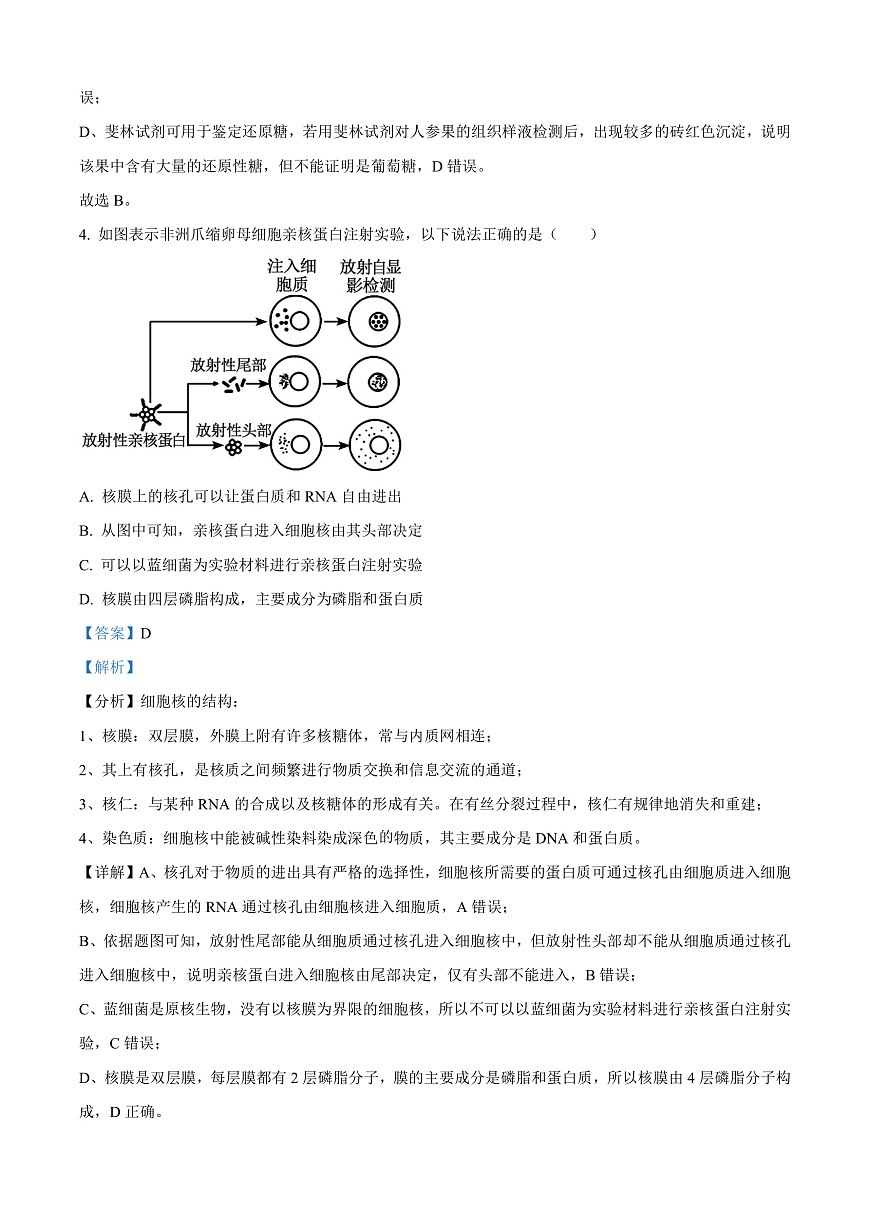 广西壮族自治区河池市2024-2025学年高一上学期1月期末生物试题  Word版含解析第3页