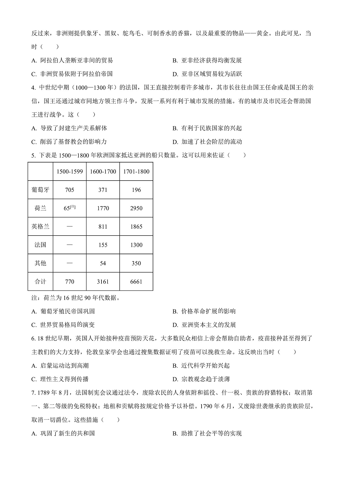 河南省青桐鸣联考2023-2024学年高一下学期5月月考历史试题  Word版无答案第2页