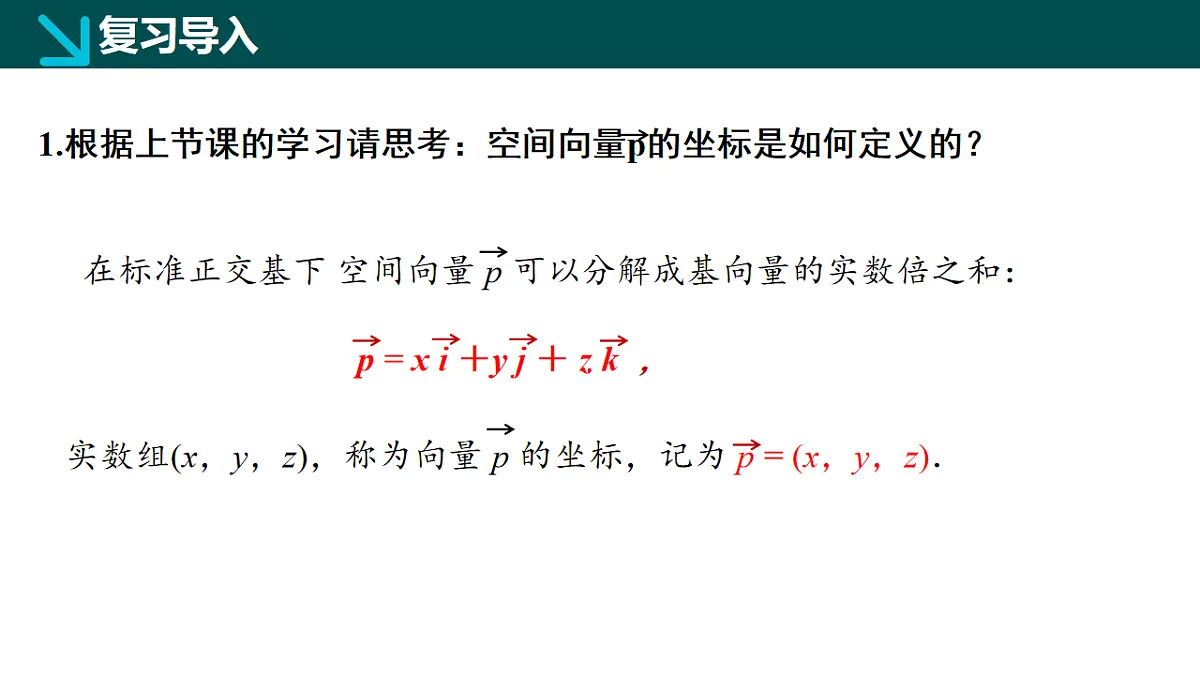 2.3.2空间向量运算的坐标表示（同步课件）-2024-2025学年高二数学（湘教版2019选择性必修第二册）第3页