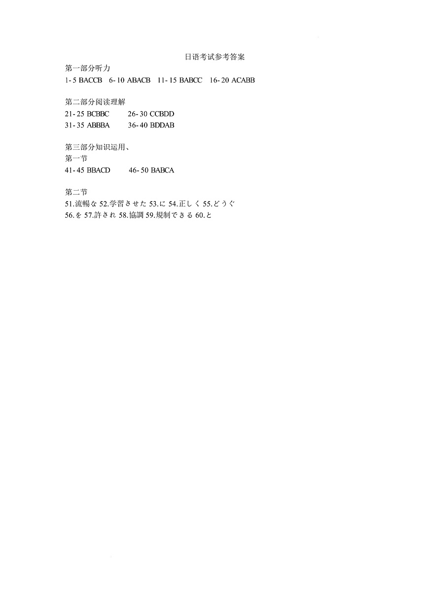 日语考试参考答案第1页