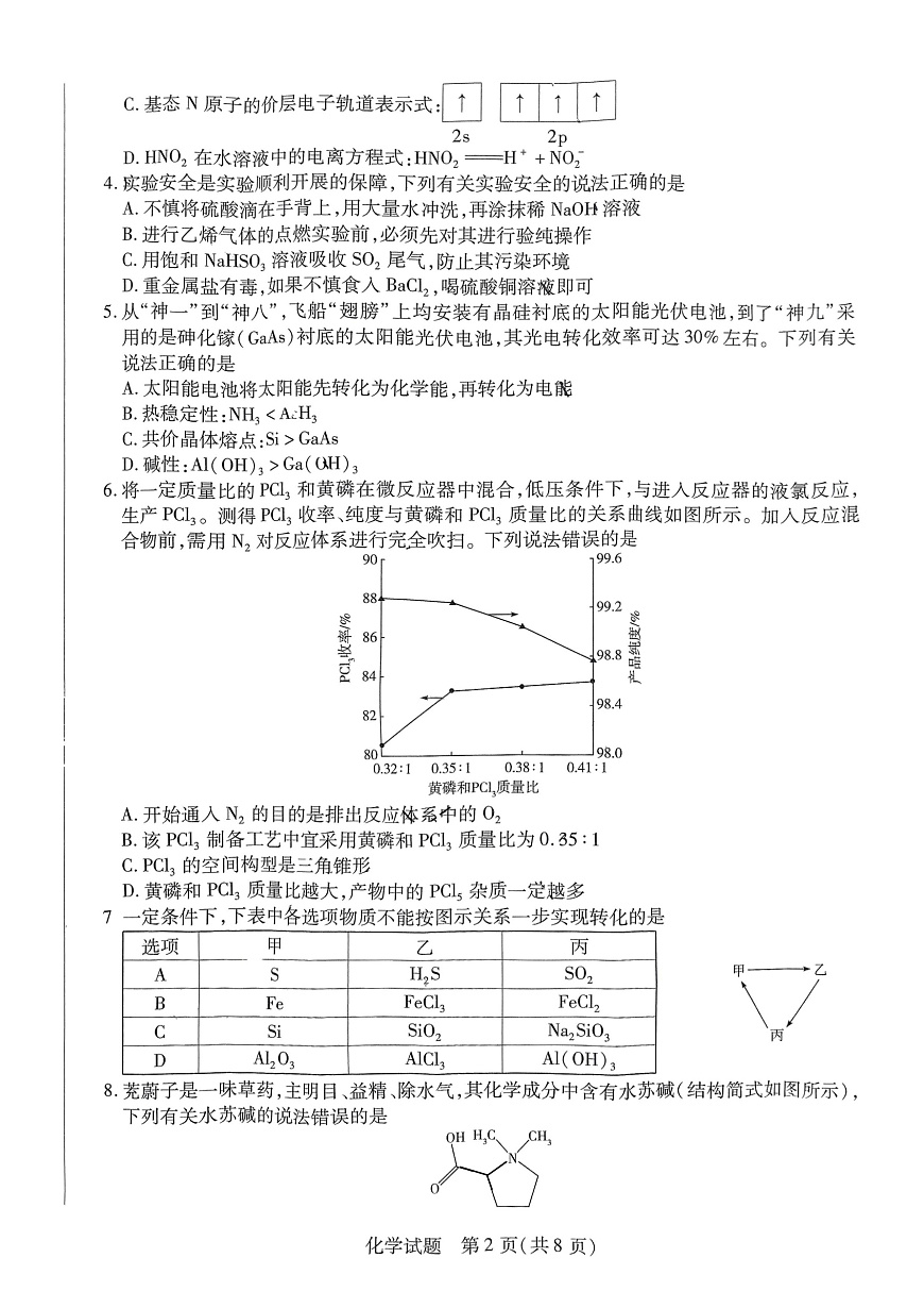 河南省创新发展联盟2025届高三一模化学第2页