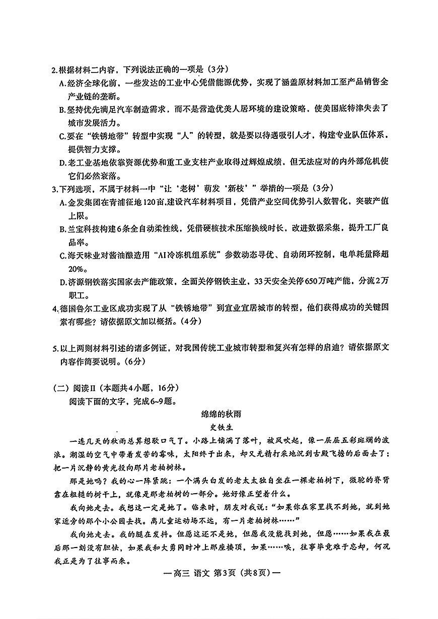 扫描件_南昌一模2025届高三模拟测试第3页