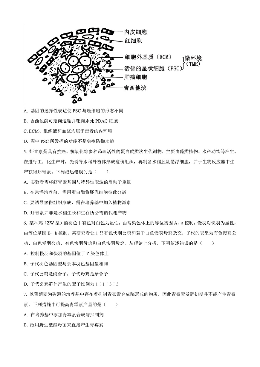 2025届山西省高三下学期2月开学摸底考试生物学试卷  Word版无答案第2页