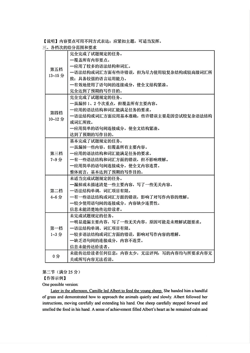 福建省泉州市2025届高中毕业班质量监测（三）英语答案第2页