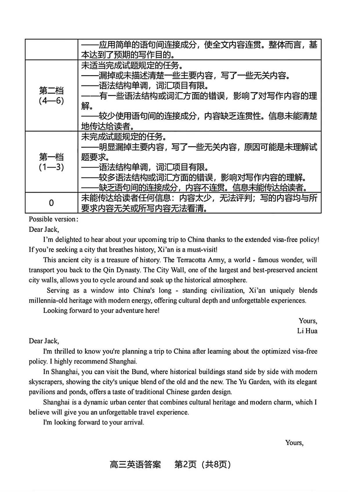 英语参考答案第2页