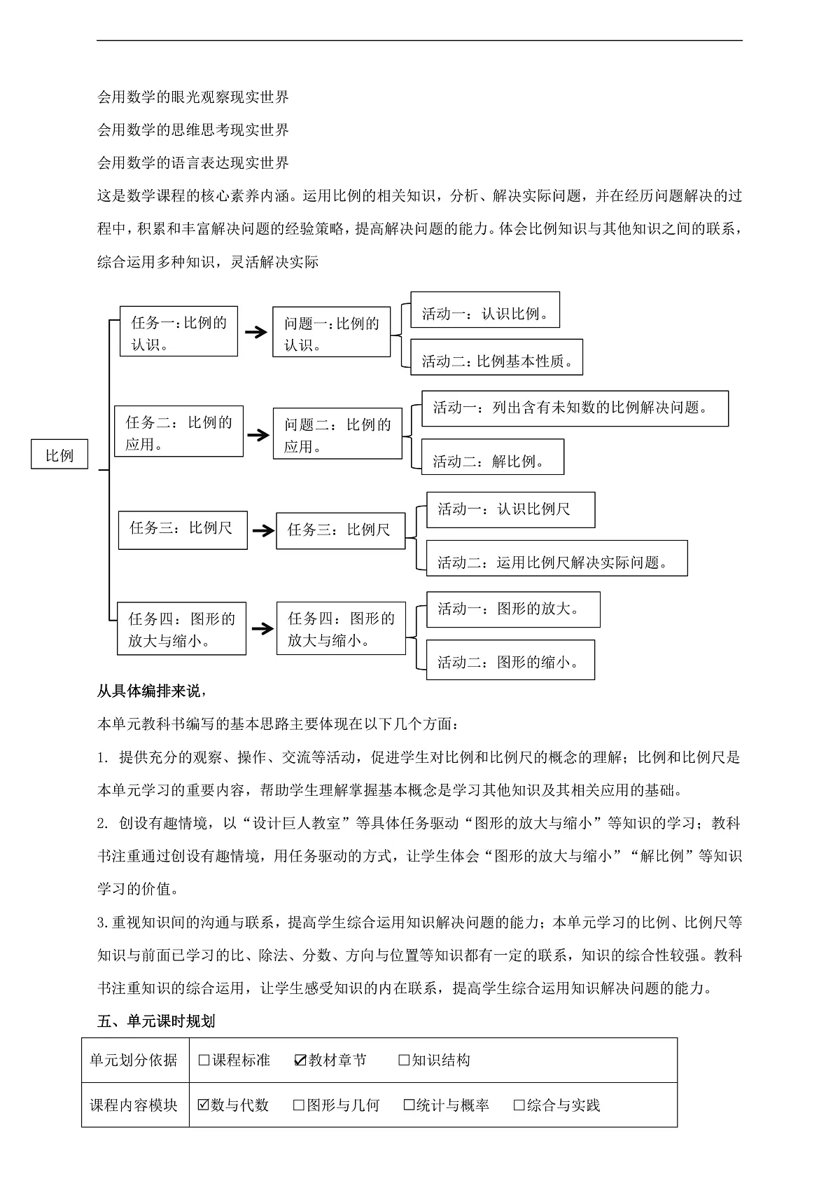 北师大版六下《比例》大单元整体设计第2页