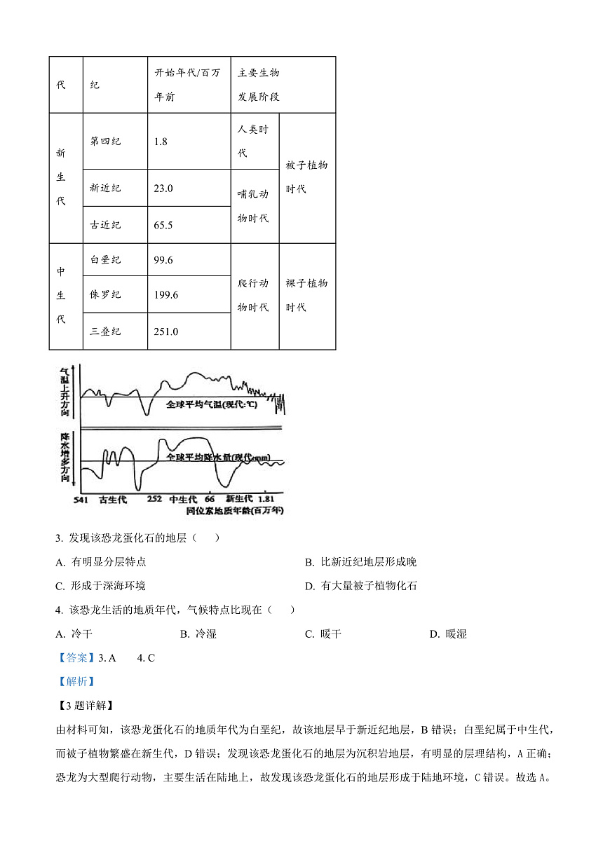 山东省烟台市2024-2025学年高一上学期期末考试地理试题  Word版含解析第2页