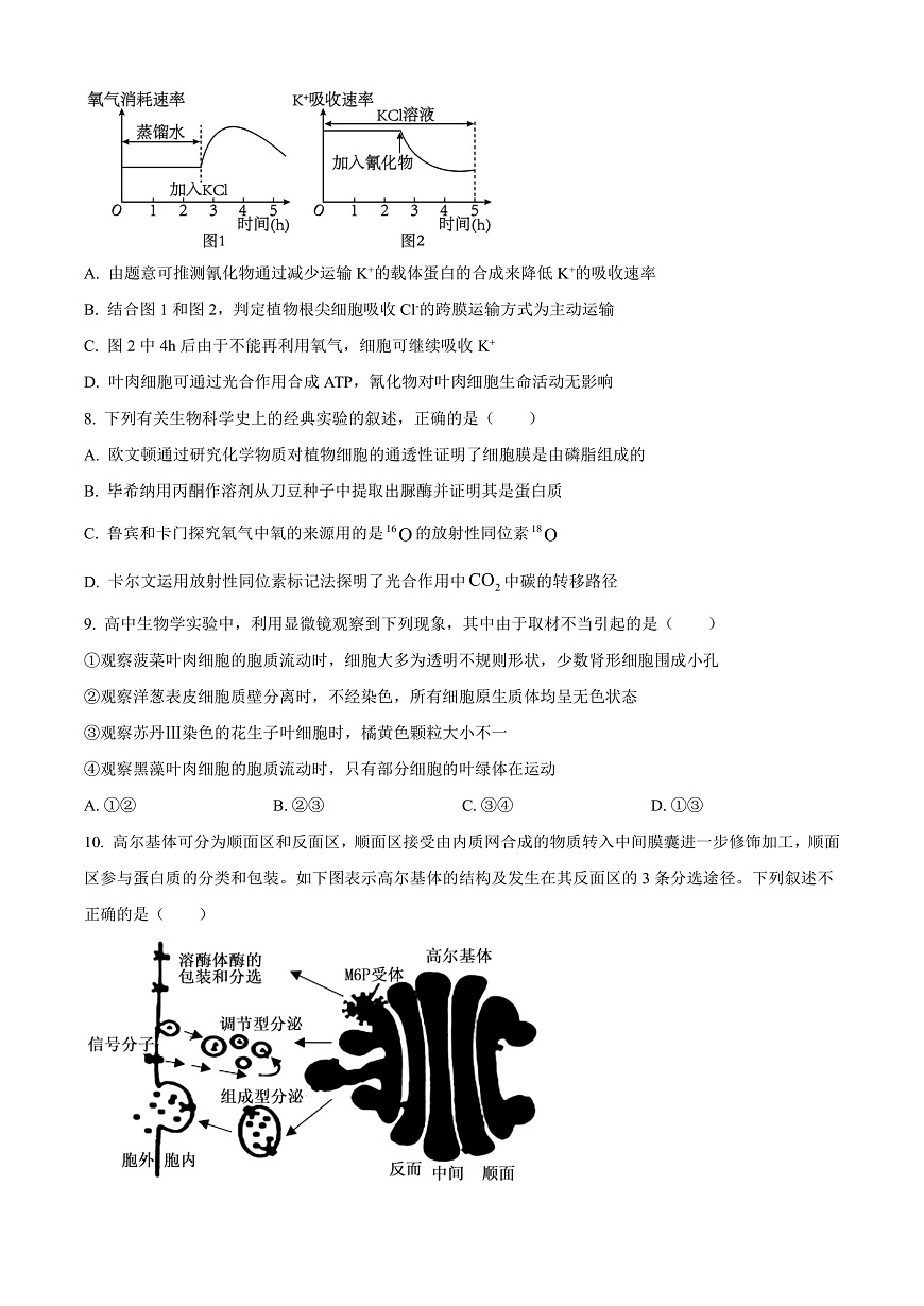 广东省茂名市七校联考2024-2025学年高一下学期2月月考生物试题  Word版无答案第3页