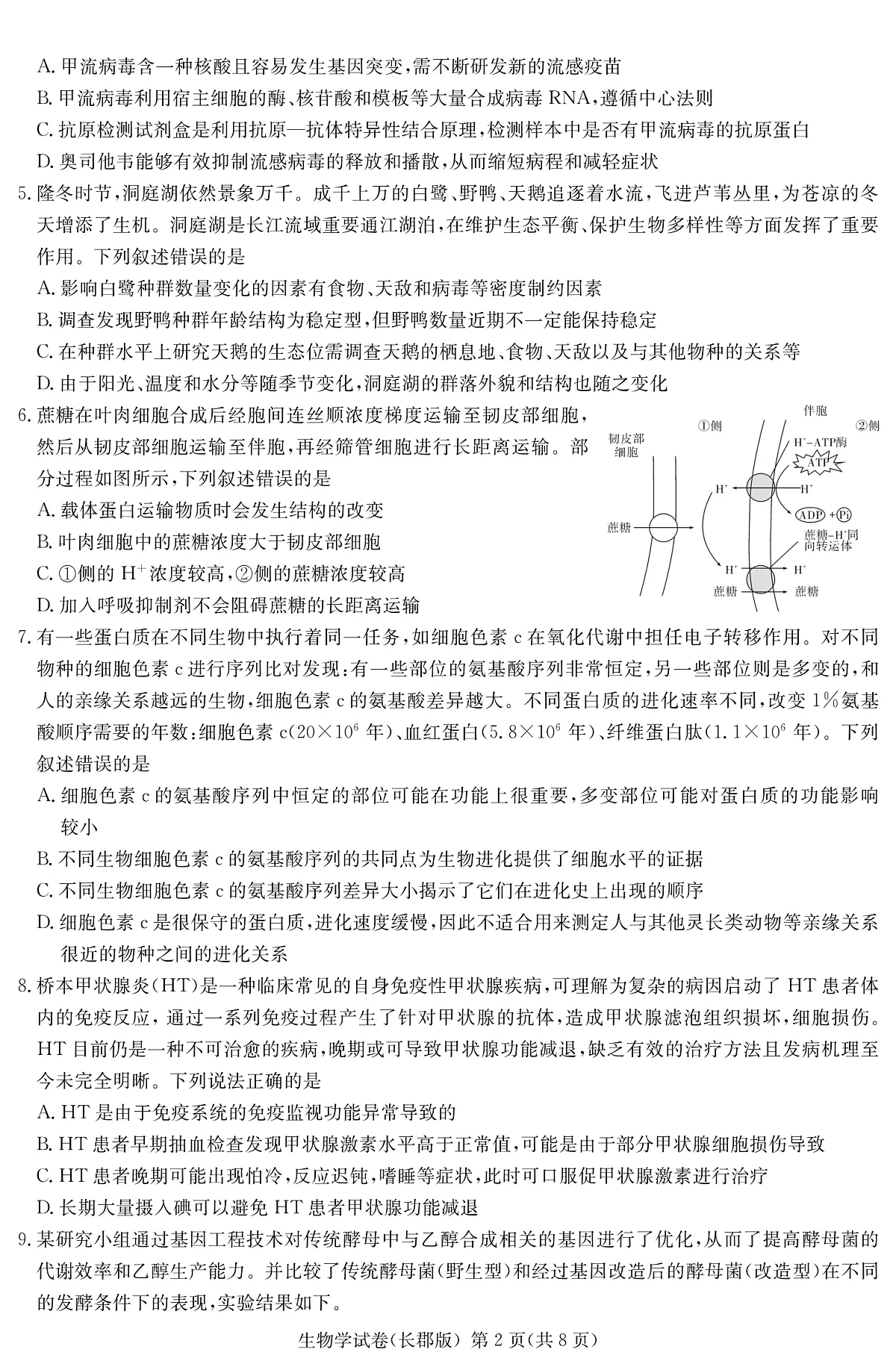 湖南长郡中学 2025 届高三月考试卷（七）生物第2页