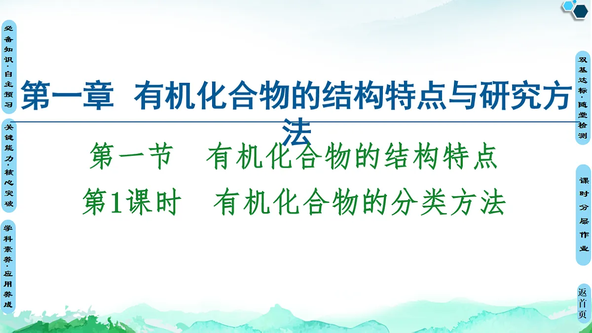 第1章 第1节 第1课时　有机化合物的分类方法 课件【新教材】人教版（2019）高中化学选择性必修3第1页