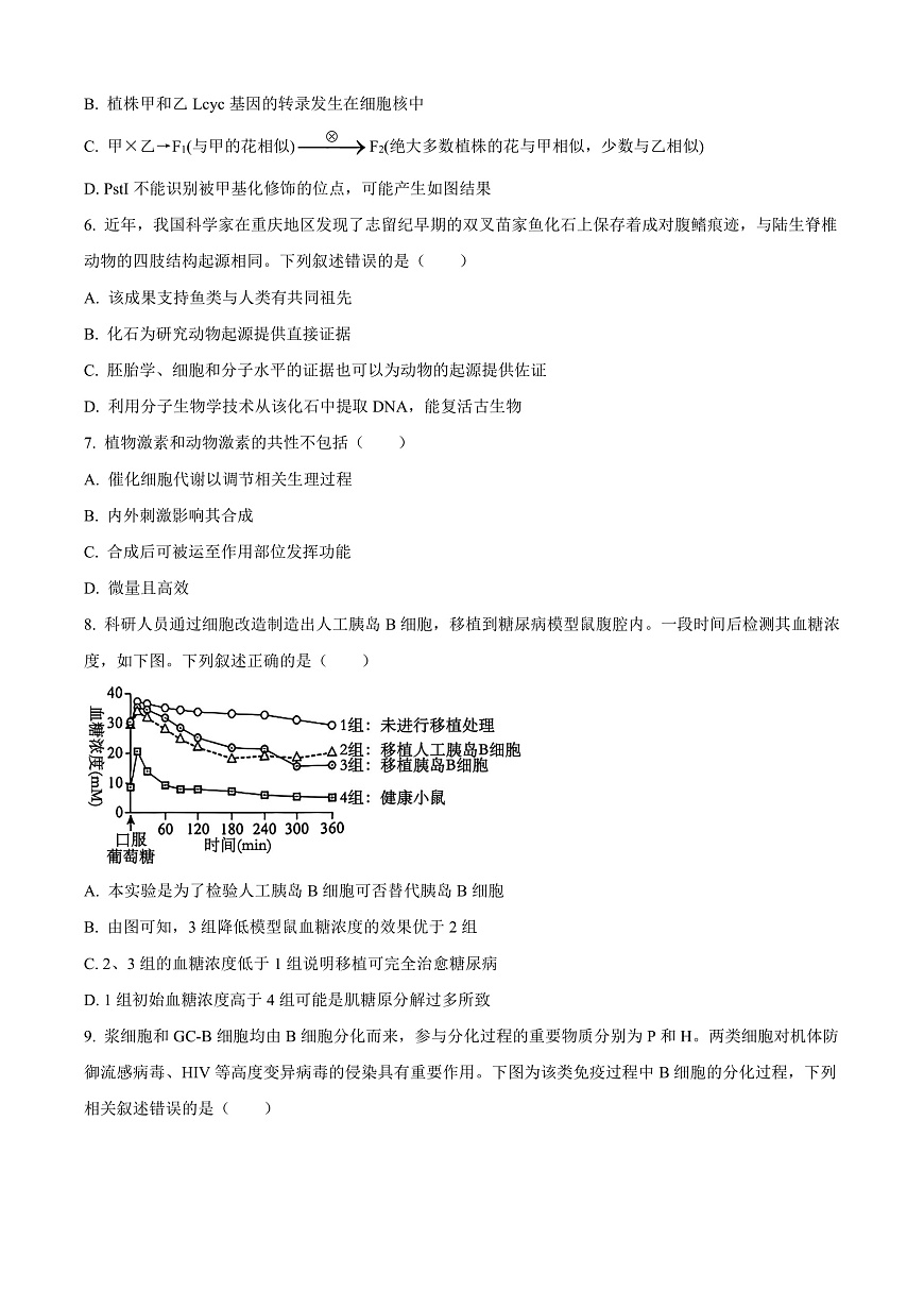 北京市海淀区2024-2025学年高三上学期1月期末考试生物试卷 Word版无答案第3页