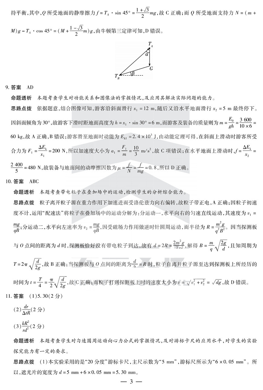 陕西省、山西省部分学校2024-2025学年高中毕业班阶段性测试（六）物理答案第3页