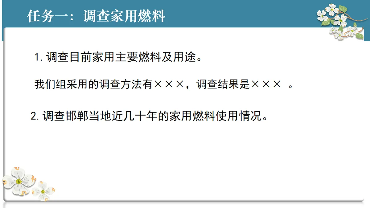第七单元 跨学科实践活动6 调查家用燃料的变迁与合理使用课件-2024-2025学年九年级化学上册第3页