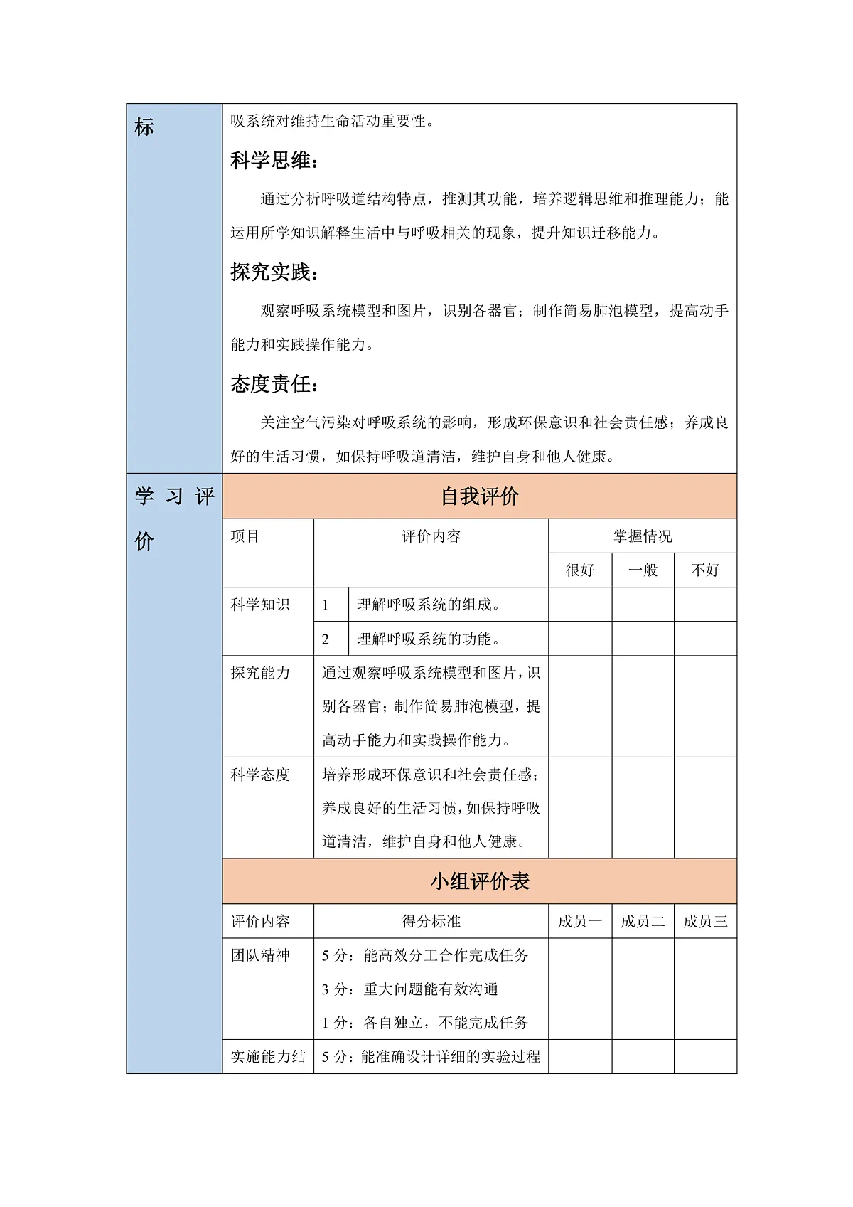 【核心素养】冀少版生物七下3.3.1呼吸系统的组成 教学设计第2页