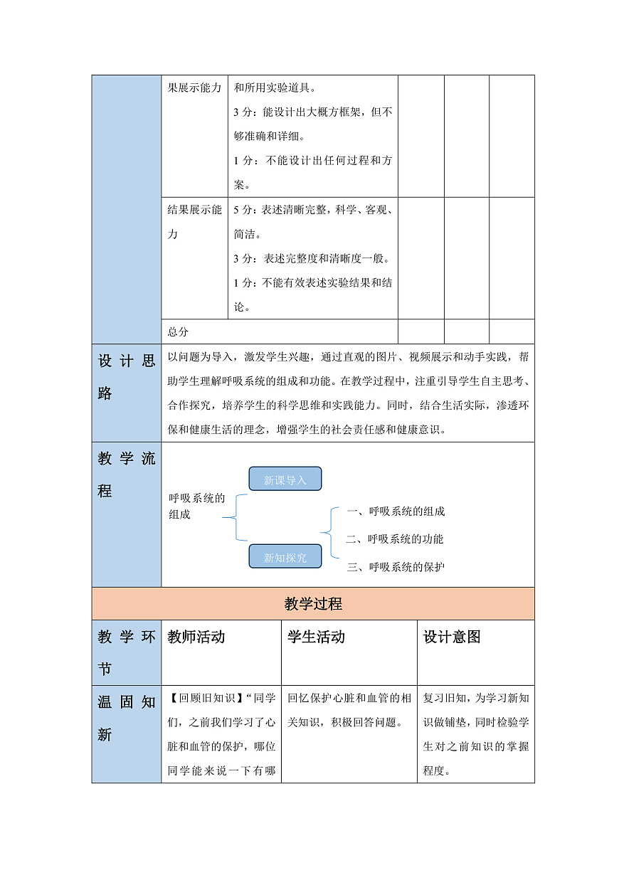 【核心素养】冀少版生物七下3.3.1呼吸系统的组成 教学设计第3页