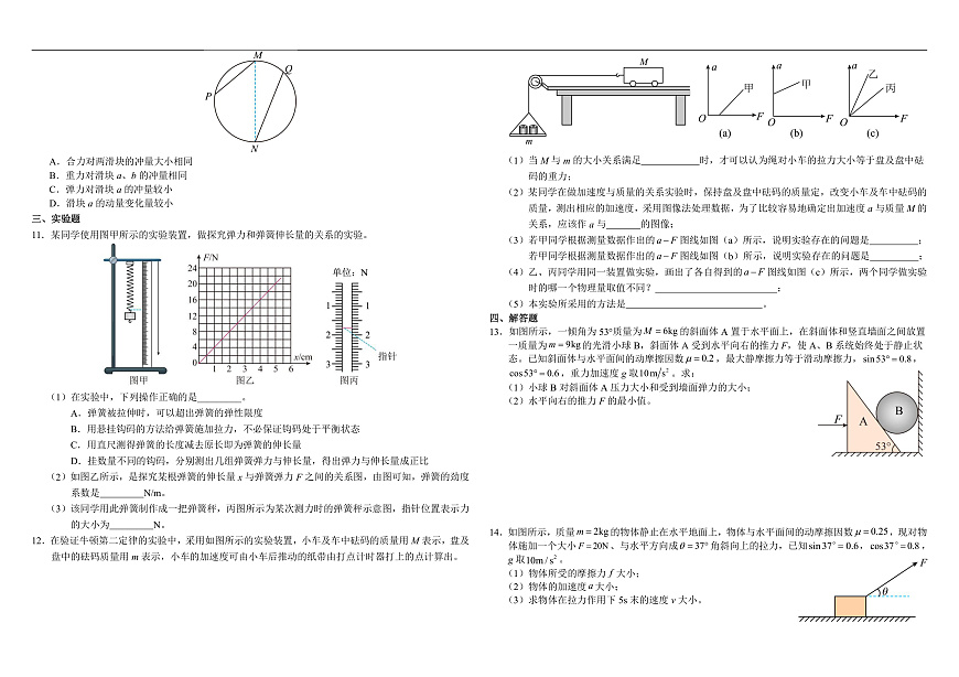 江西省南昌新民外语学校2024-2025学年高三上学期期中考试物理试题第2页