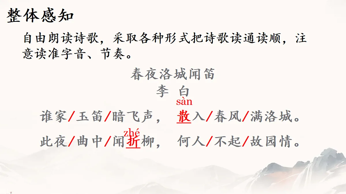 初中语文人教部编版（2024）七年级下册（2024） 第三单元 课外古诗词诵读春夜洛城闻笛 课件第4页