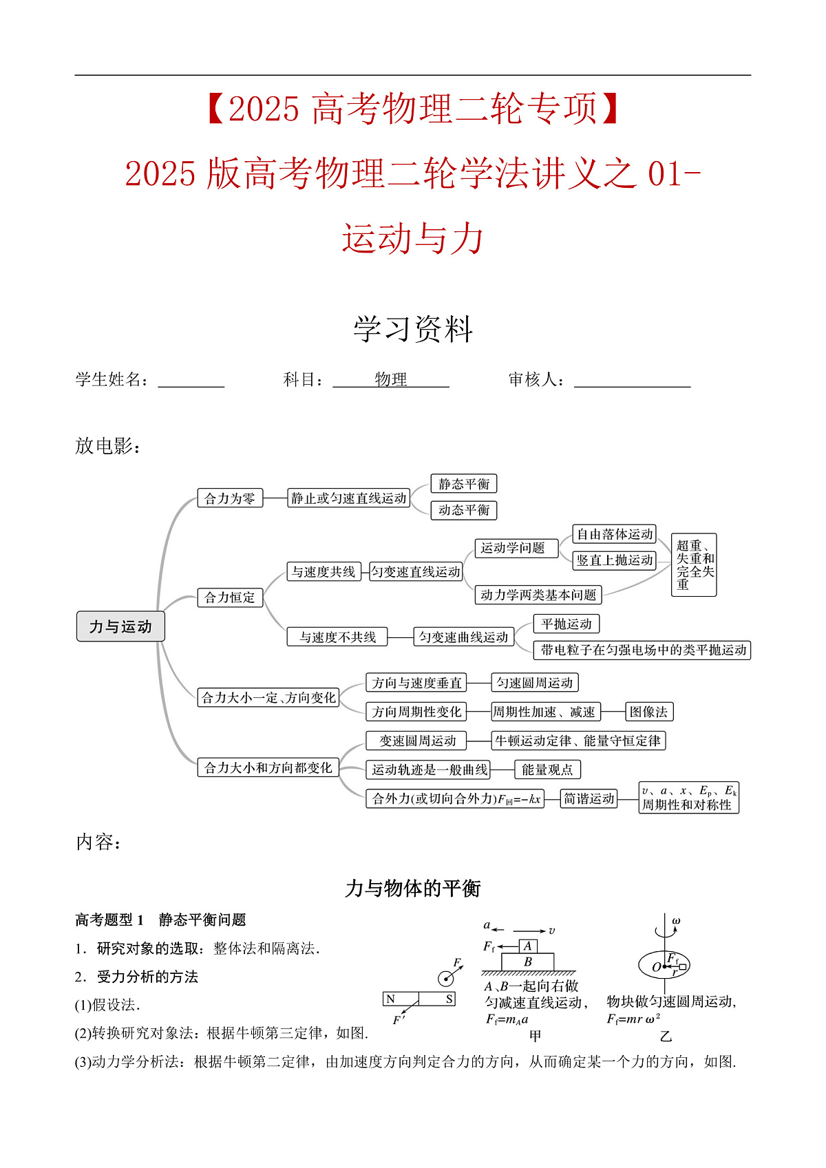 2025年高考物理二轮复习：11个专题学法讲义第2页