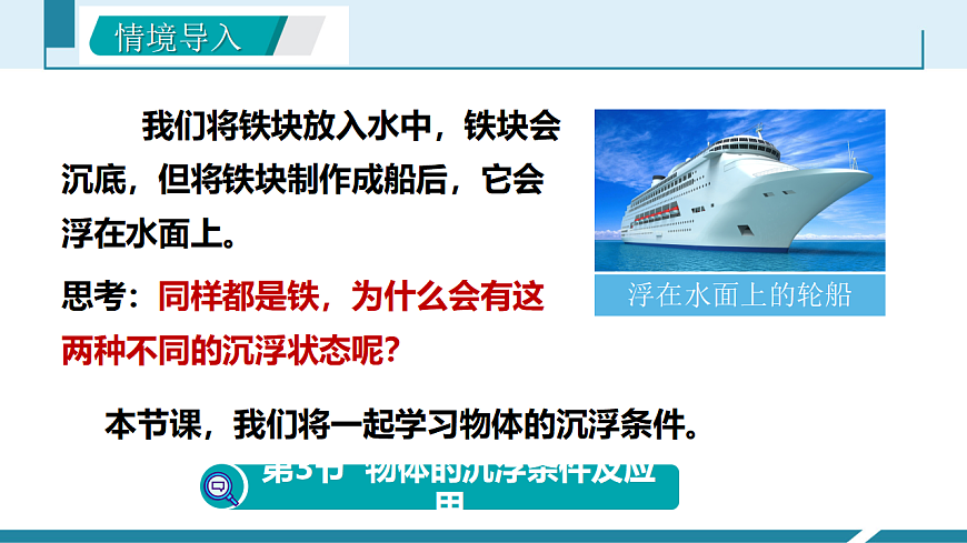 10.3 物体的沉浮条件及应用（同步课件）2025学年八年级物理下册（人教版2024）第3页