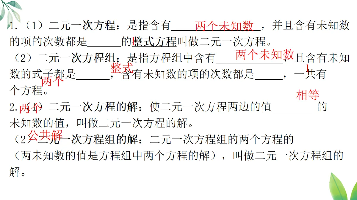 10.1 二元一次方程组的概念 （课件）2024—2025学年人教版数学七年级下册　第4页