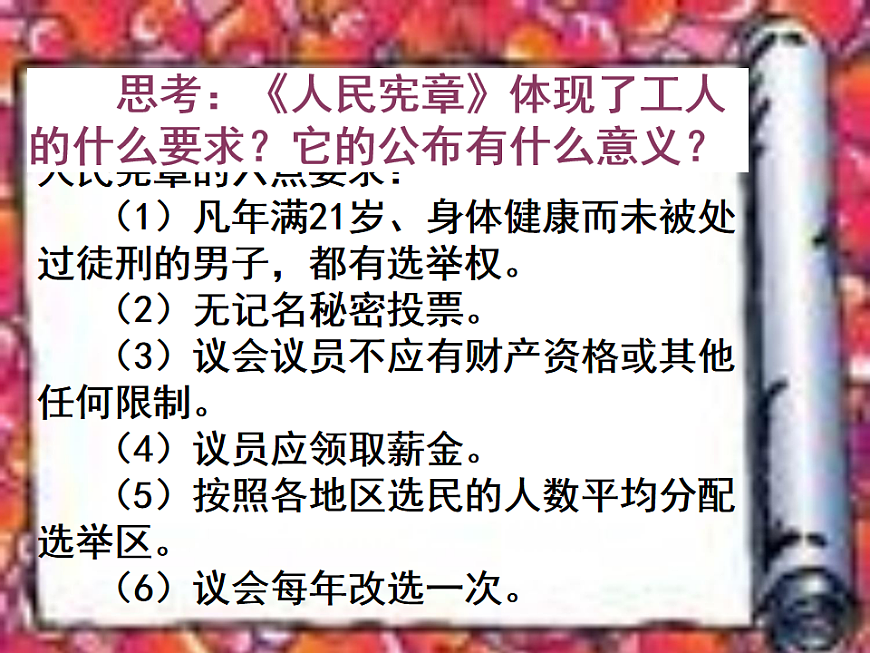 人教版 (新课标)高中历史选修2 7-1《英国宪章运动》课件第6页