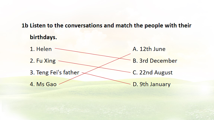 Unit 7 Happy Birthday! Section A (1a~1d) 课件-人教版英语七年级上册第4页