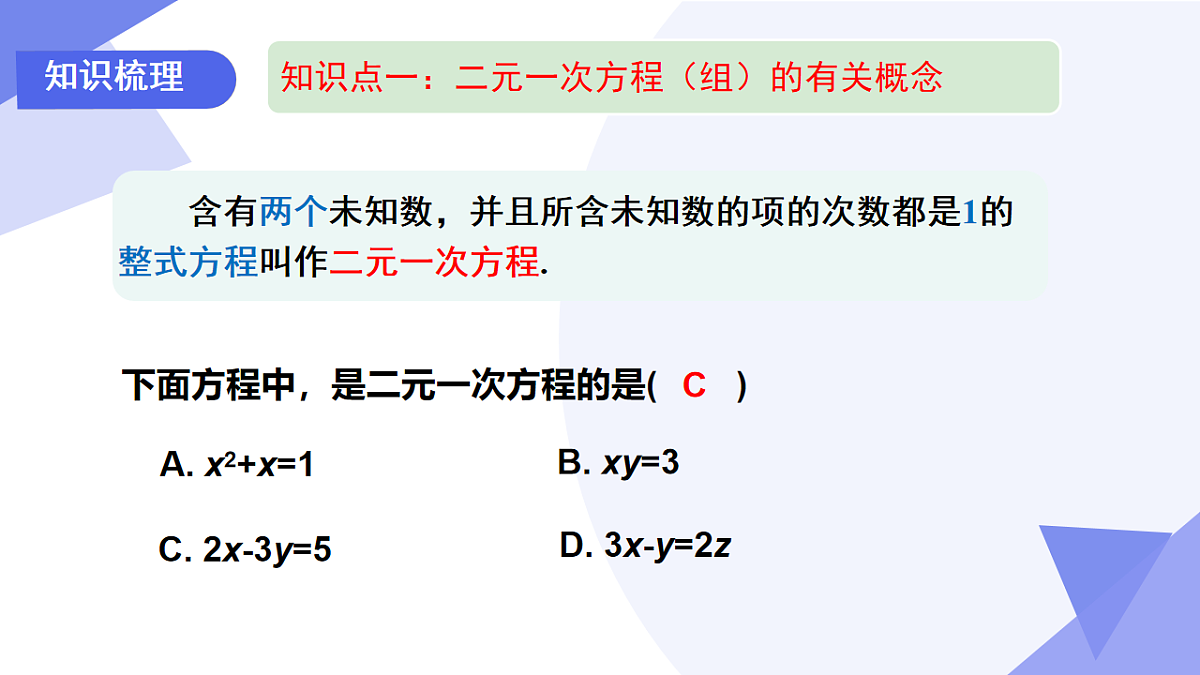 专题01+二元一次方程组（4考点+5技巧+4新考向+3易错）-2024-2025学年七年级数学下学期期末考点大串讲人教版课件第4页