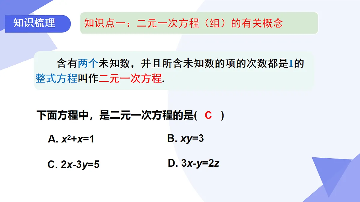 专题01+二元一次方程组（4考点+5技巧+4新考向+3易错）2025学年七年级数学下学期期末考点大串讲课件第4页