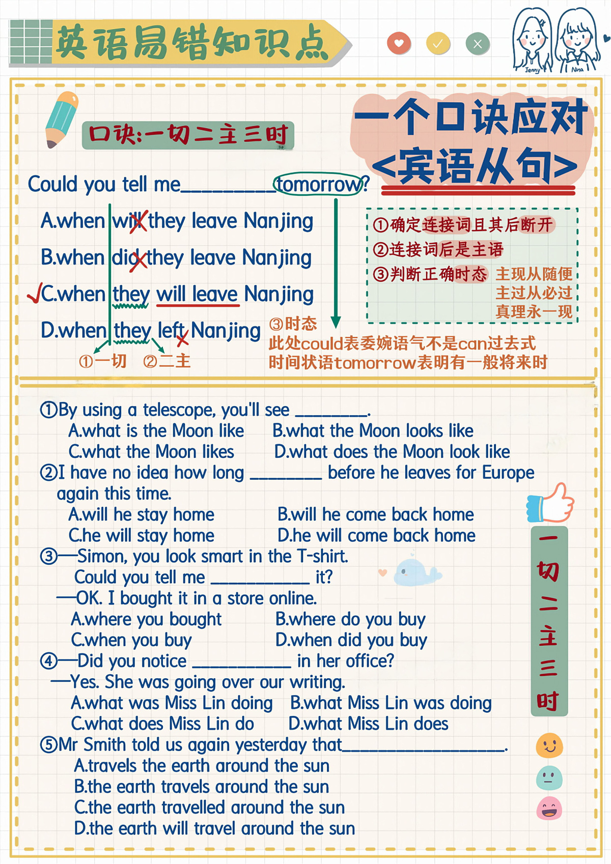 小学英语易错题专项训练-一个口诀应对宾语从句第1页