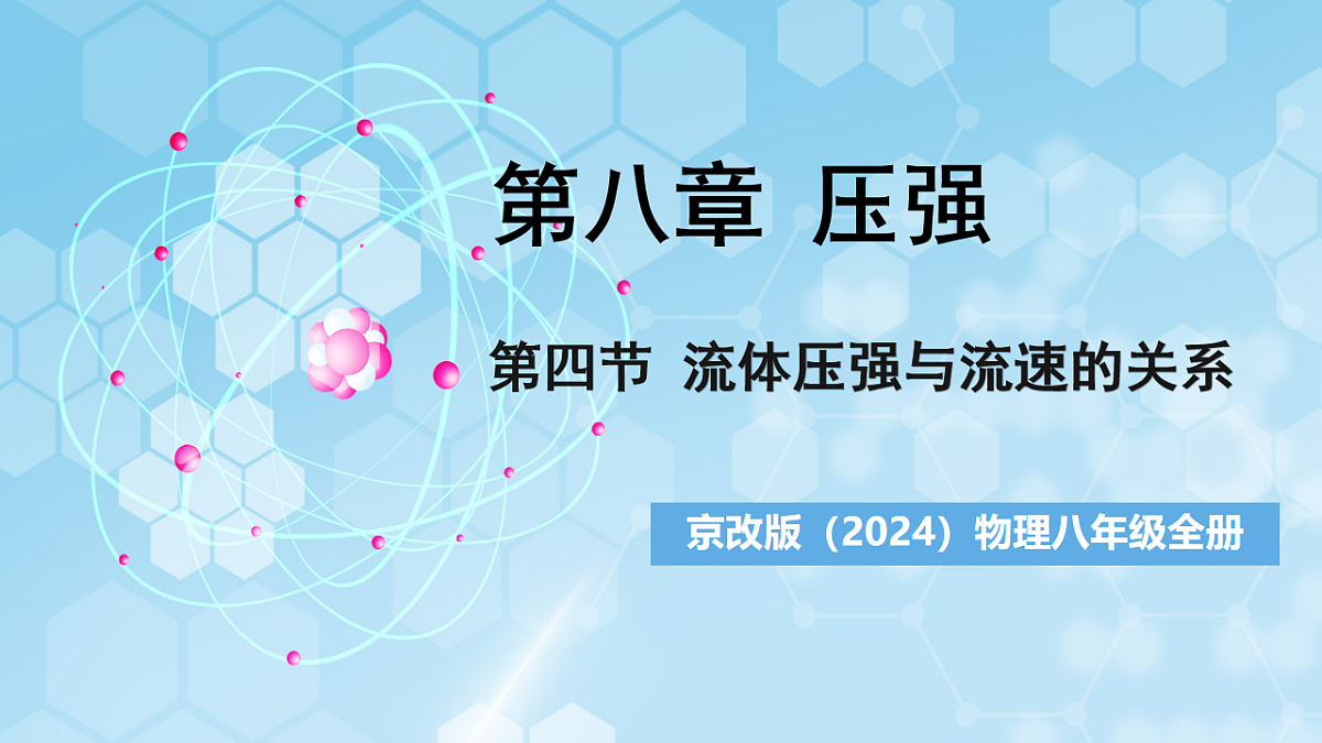 京改版（2024）物理八年级全册8.4《 流体压强与流速的关系》课件第1页