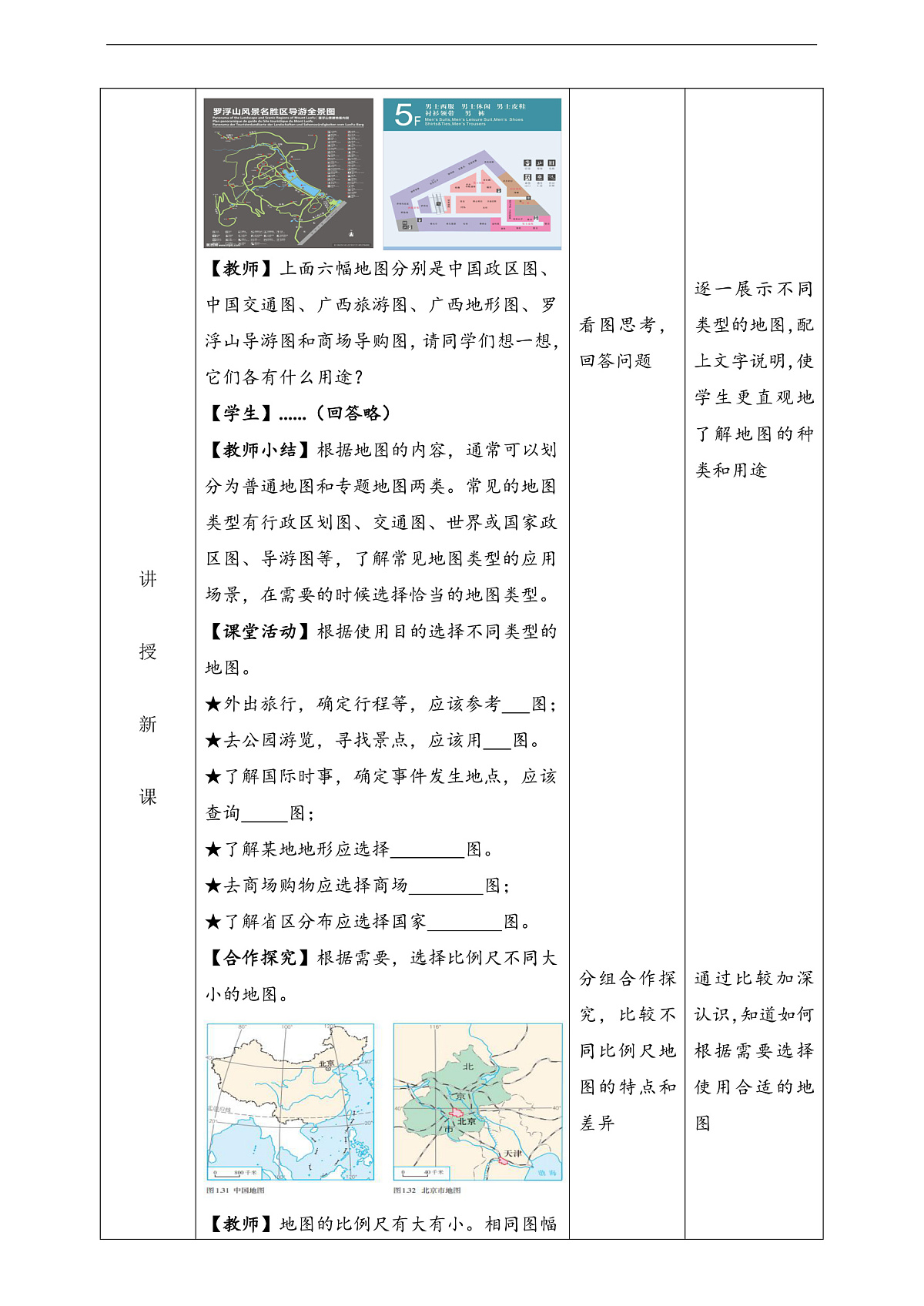 人教版（新课标）地理七上2.3 《地图的选择和应用》教学设计（表格式）第3页