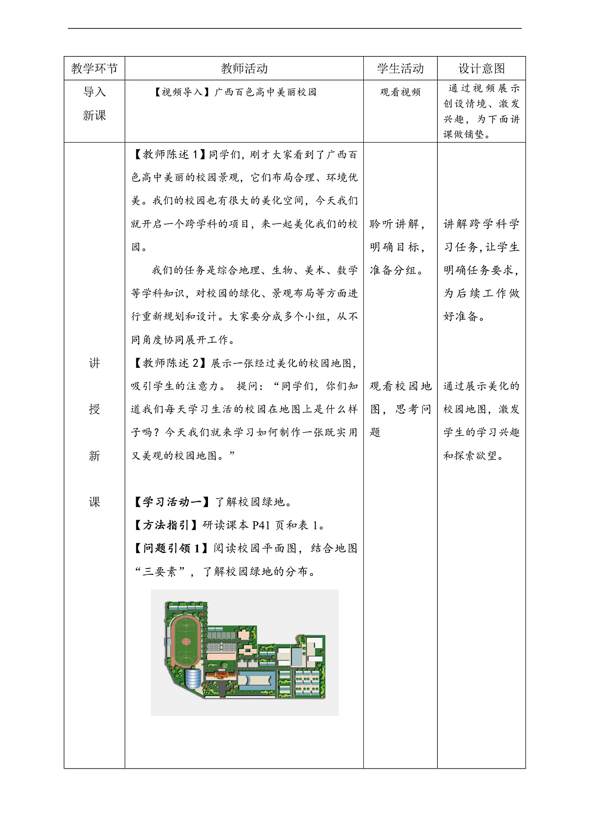 人教版（新课标）地理七上第二章 跨学科主题学习——《美化校园》教学设计（表格式）第2页
