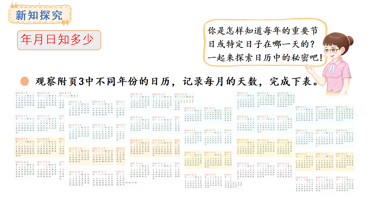 综合实践-探索年月日的秘密（第1课时）(课件)2025-2026学年度北师大版数学三年级上册第7页