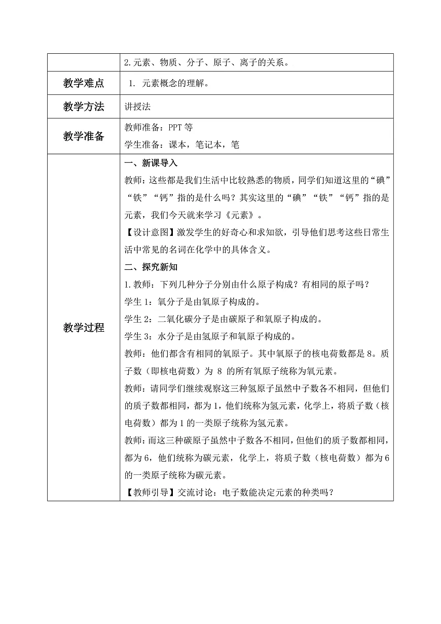 第三单元课题3 元素（1）教学设计第2页