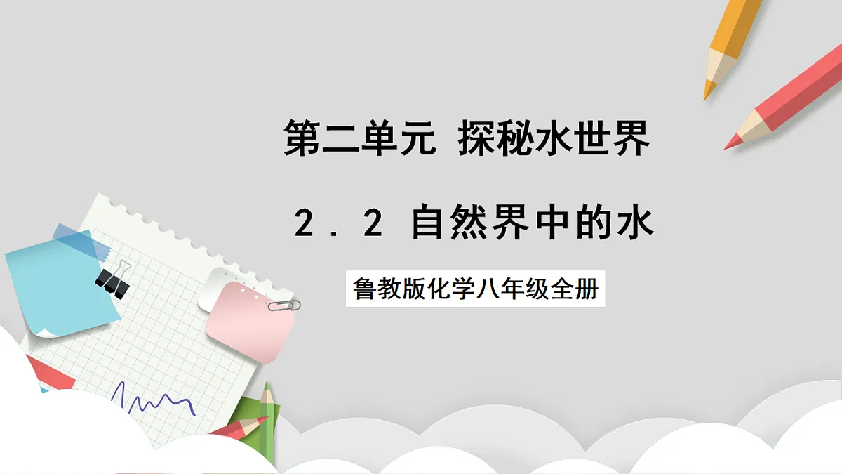 鲁教版（五四制）（2024）化学八年级全册2.2 《自然界中的水》 课件第1页